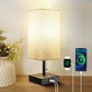 Bedside Table Lamp With 3 Levels Brightness Small Lamp With USB C & A Ports Nightstand Lamp With Pull Chain Bedroom Lamp For Living Read Work