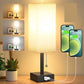 Bedside Table Lamp With 3 Levels Brightness Small Lamp With USB C & A Ports Nightstand Lamp With Pull Chain Bedroom Lamp For Living Read Work